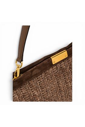 Borsa Gianni Chiarini in paglia intrecciata e camoscio colore cioccolata. GIANNI CHIARINI | 12245-CHOCO